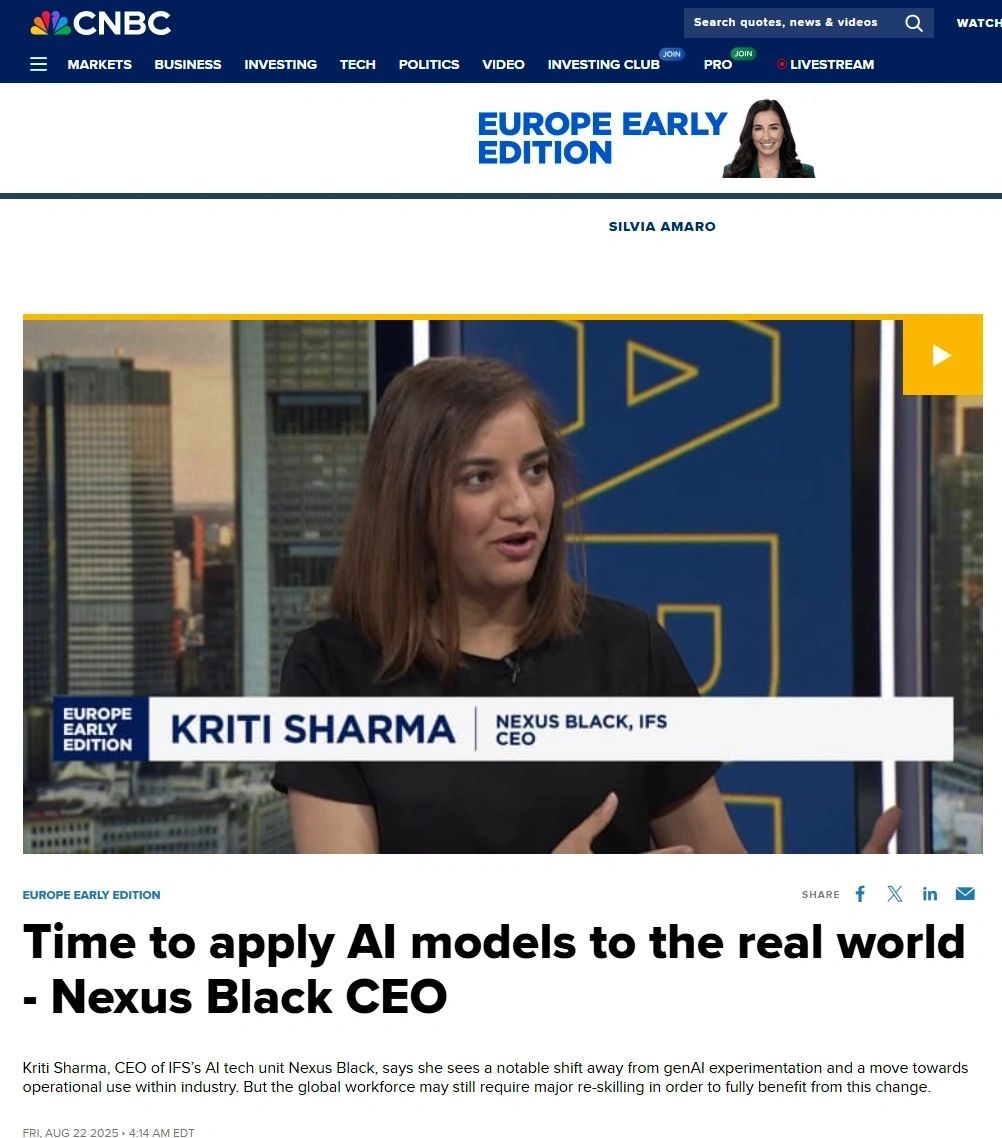 CNBC Europe Early Edition — Kriti Sharma, Nexus Black
