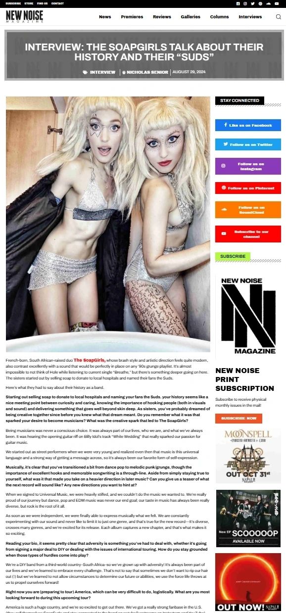 New Noise Magazine — Interview: The SoapGirls